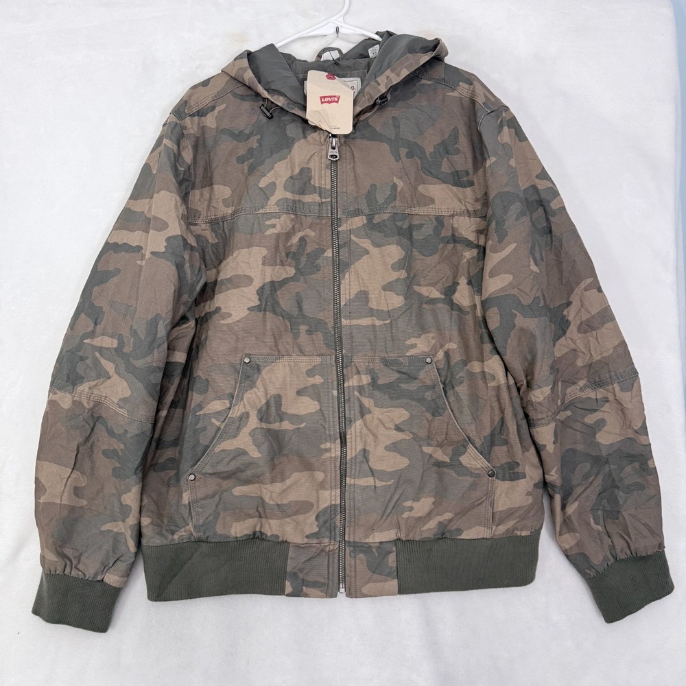 Levis Jacket Mens XL Multicolor Camo Full Zip Hooded